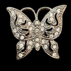 Whimsical Marcasite Butterfly Brooch – Sparkly Vintage Silver Lapel Pin￼